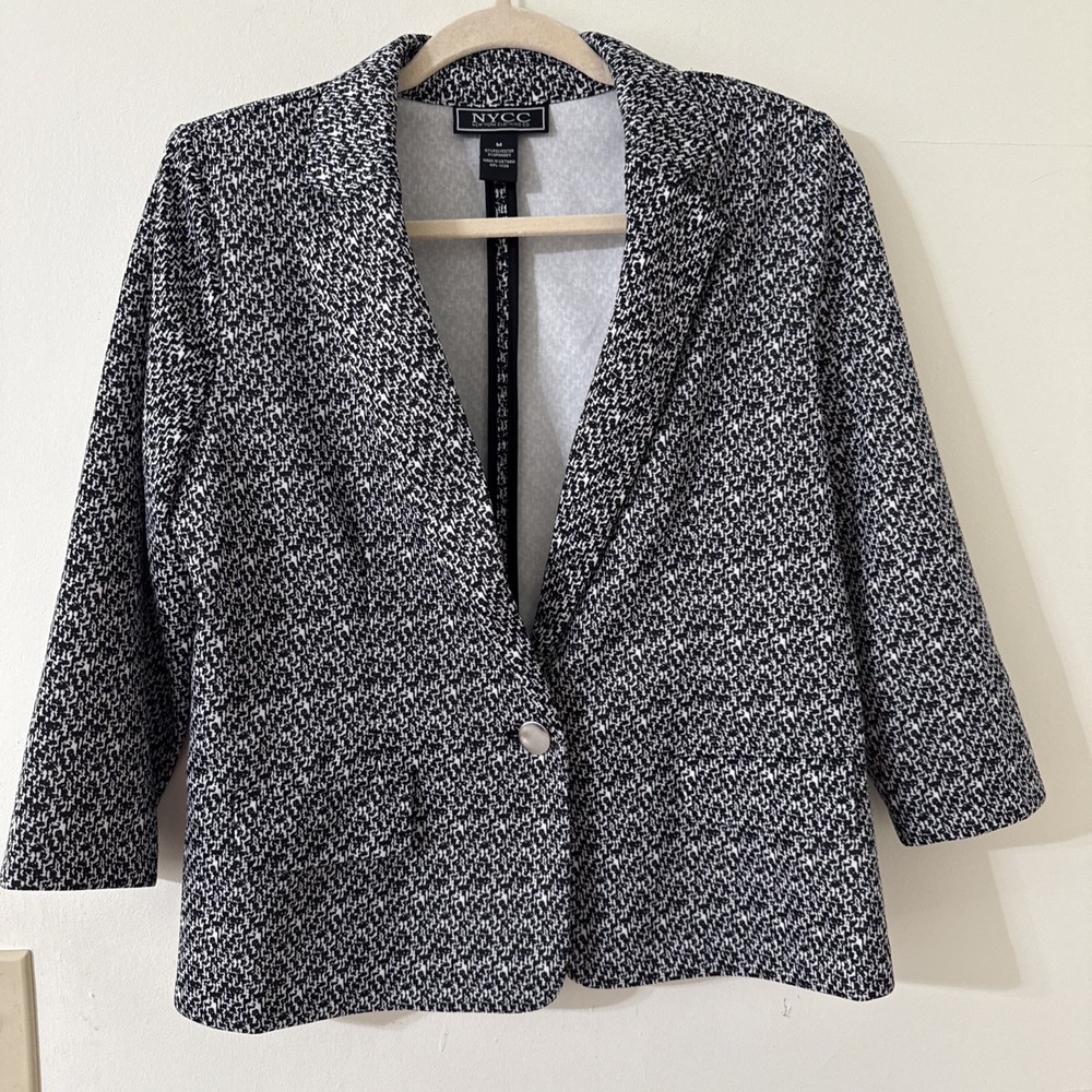 New York Clothing Company Blazer jacket Black and White Women's Size Medium